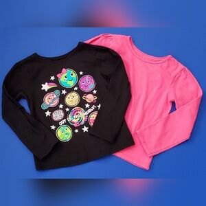 2/$12 Little Girl's Long Sleeve Casual Tees - Set Of 2